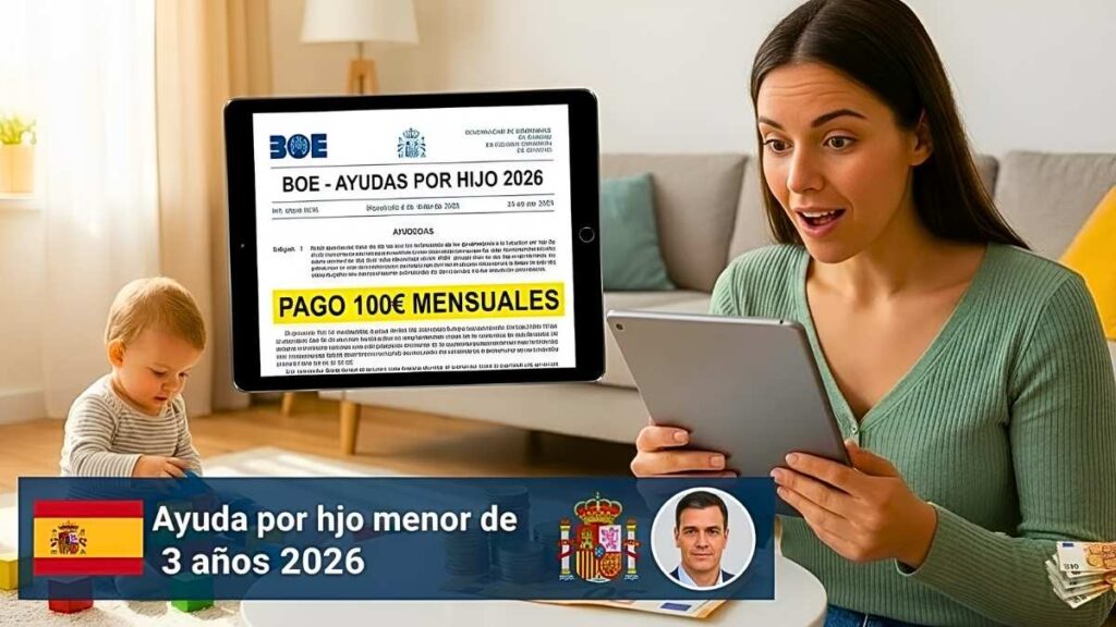 Ayuda por hijo menor de 3 años 2026: €100 mensuales, requisitos y fechas de ingreso